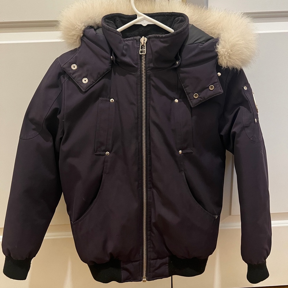 Moose Knuckles Kids Black Puffer Jacket with Fur Hood